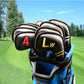Schlägerhauben für Golfschläger, schwarzes Leder, Schlägerhaube, 11-teiliges Set (4 5 6 7 8 9 Pw Aw Sw Lw X, bunte Zahl, besticktes PU-Leder, wasserdicht, passend für alle Marken