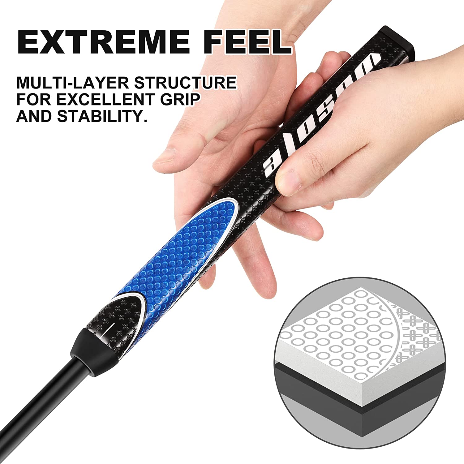 Golf Putter Grip, 87g Midsize Golf Grips With Non Slip PU & Lightweight Grips, Advanced Surface Texture Extreme Grip Comfort Non-Slip Putter Grips 6 Colors 2 Double Sided Tape