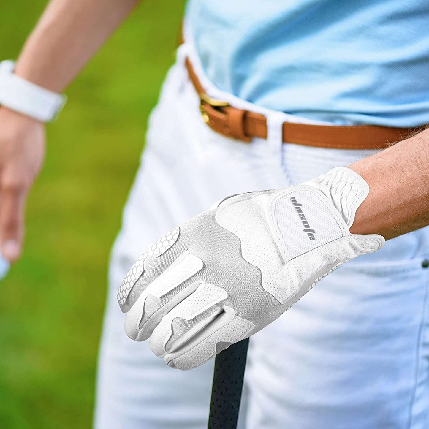 wosofe Golfhandschuhe für Herren Linke Hand Lycra Koreanisch Nanometer Grip Weich Bequem 2er Pack 