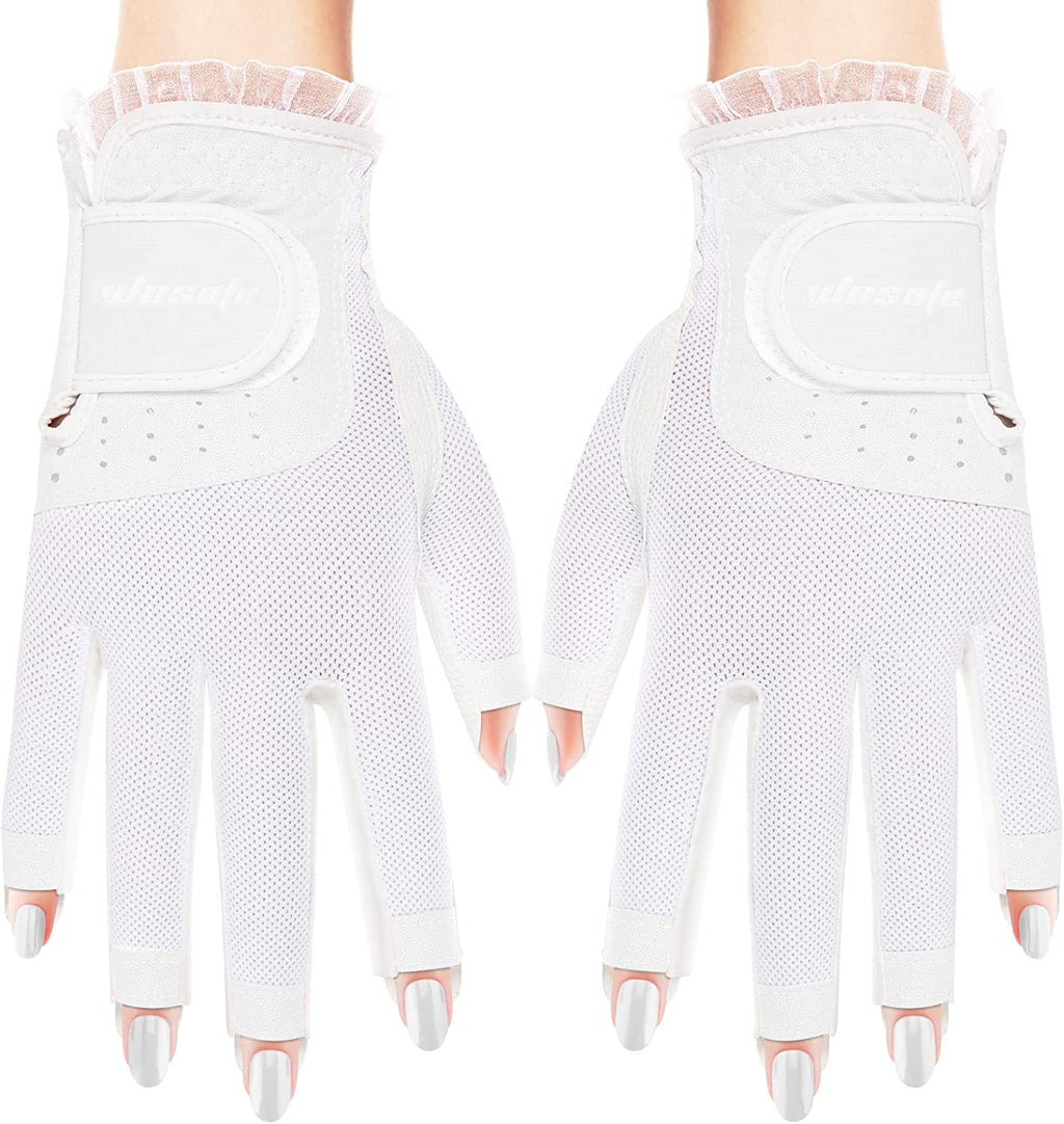 Wosofe Delicate Pink Lace Finger-Out Gof Glove - golf glove - Premium Quality Materials