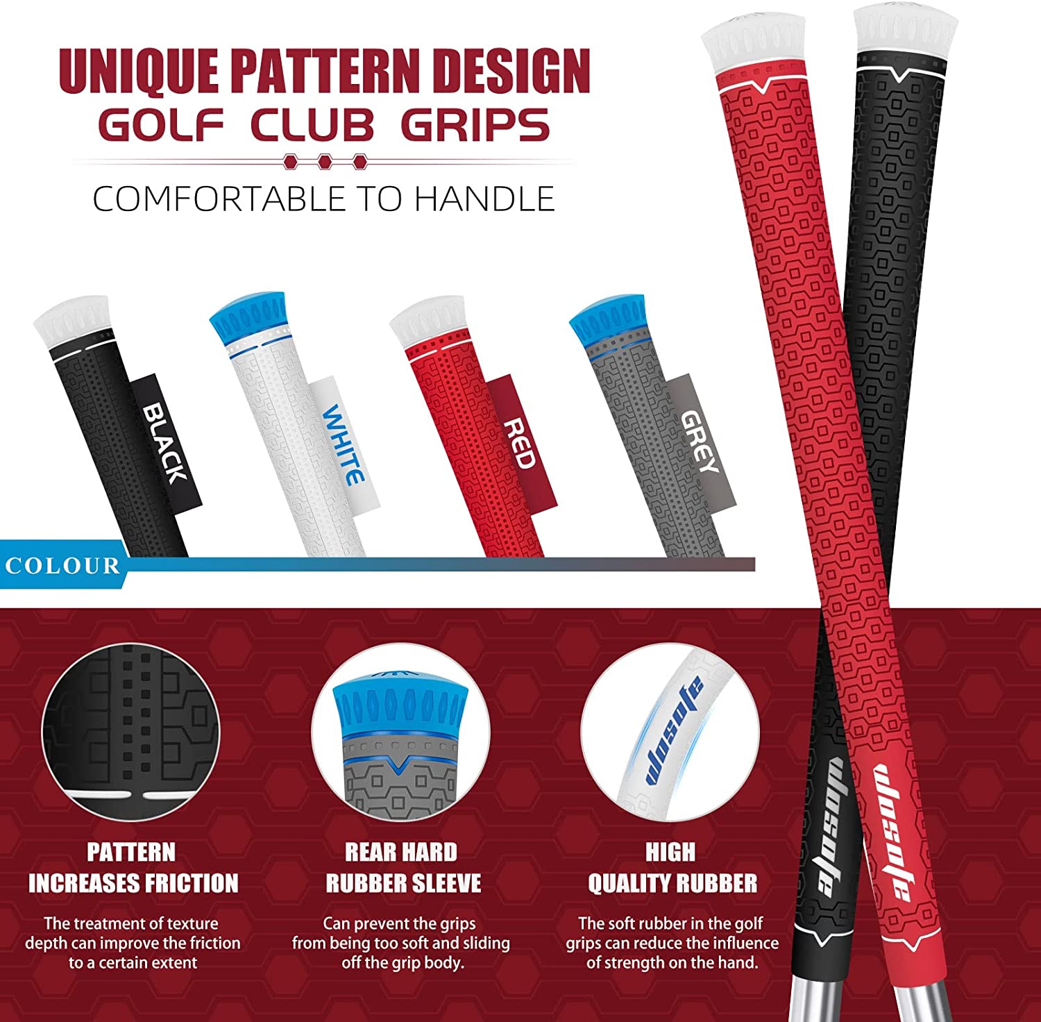 Golf Grips 13 pcs Pack Standard Size Rubber Lightweight Non-Slip Soft For Men And Women