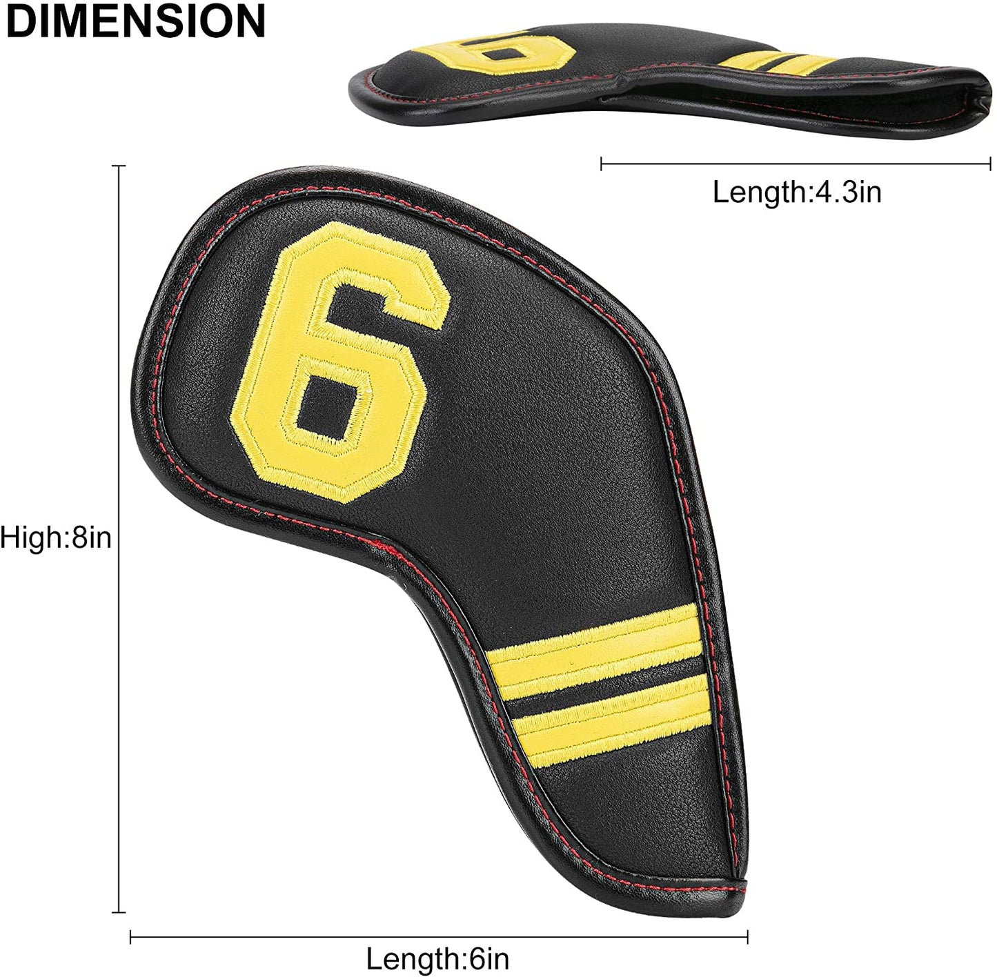 Golf Iron Head Covers 11pcs Thicken PU Leather Soft Color Number Embroidery Edging Closely Protector Right Handed Waterproof Fit Most Brands （4-9 Pw Aw Sw Lw X） Number
