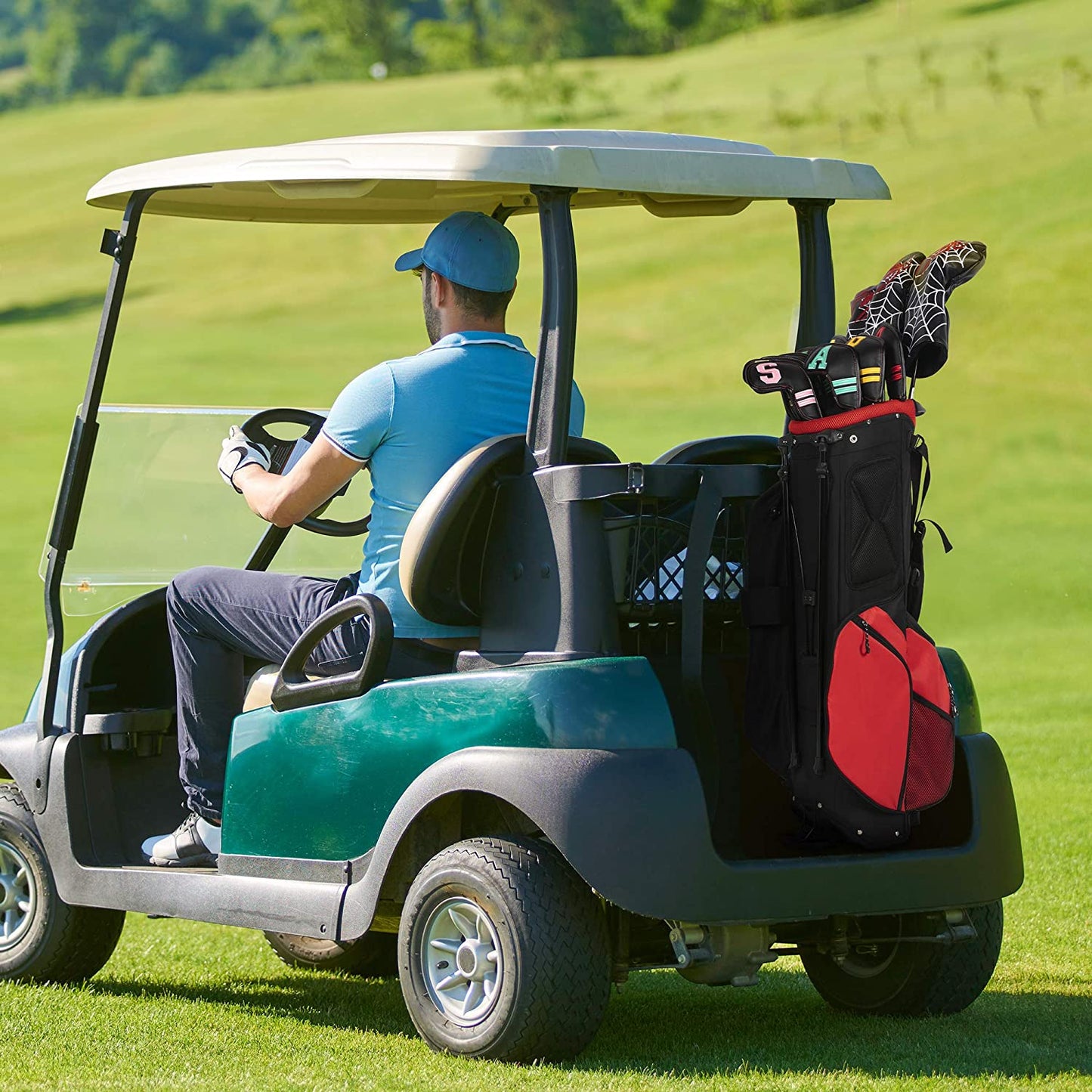 Golf-Eisenkopfbedeckungen, 11 Stück, verdicken, PU-Leder, weich, Farbe, Nummer, Stickerei, eng, Schutz, rechtshändig, wasserdicht, passend für die meisten Marken (4–9 Pw Aw Sw Lw X). 