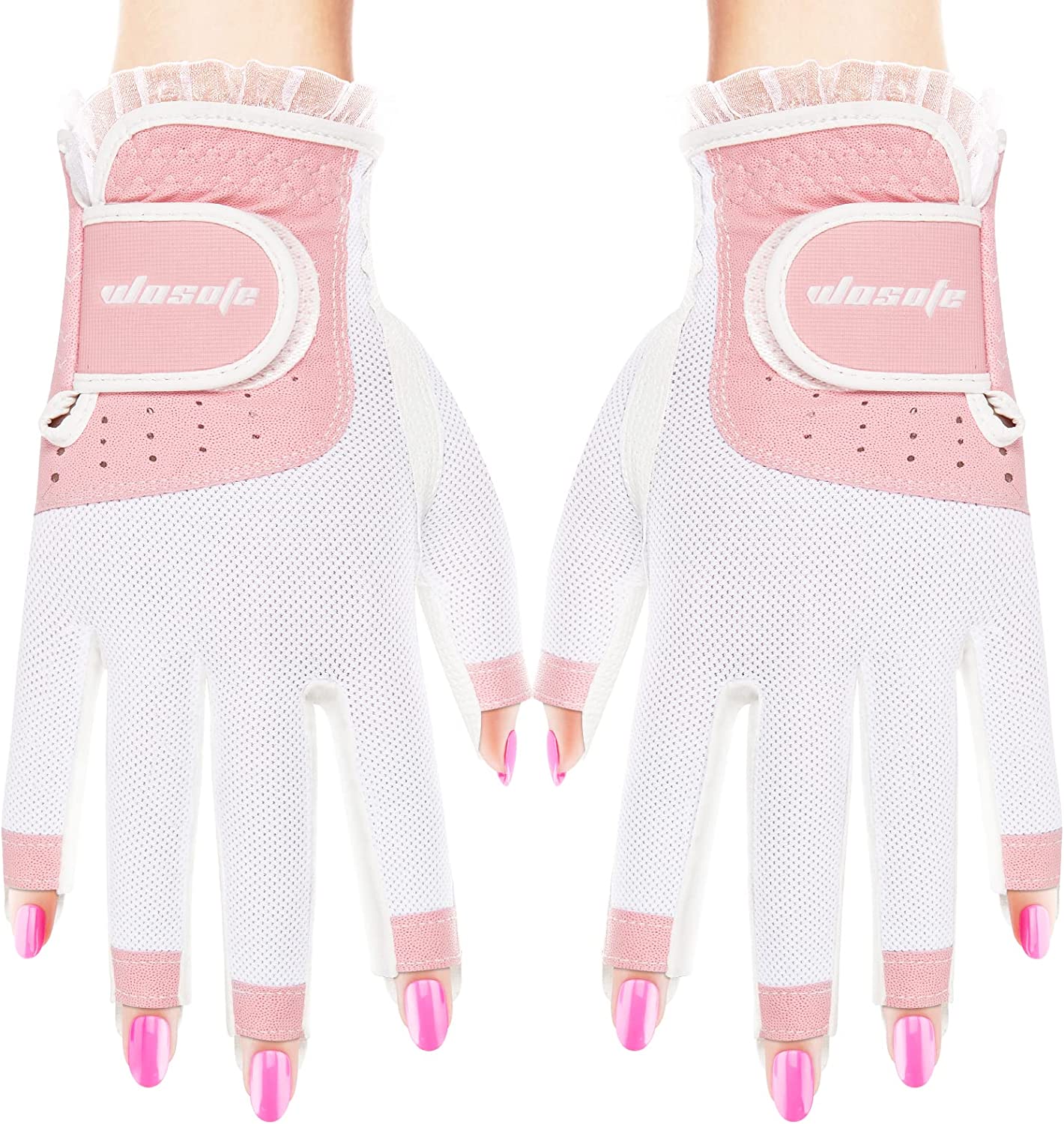 Delicate Pink Lace Finger-Out Gof Glove