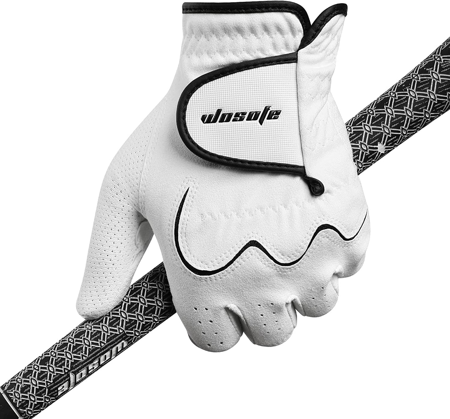 wosofe Men’s Golf Glove Left Hand Non-Slip Breathable Lycra Nanocloth Soft Comfortable No Sweat All Weather Liner and Green Fork