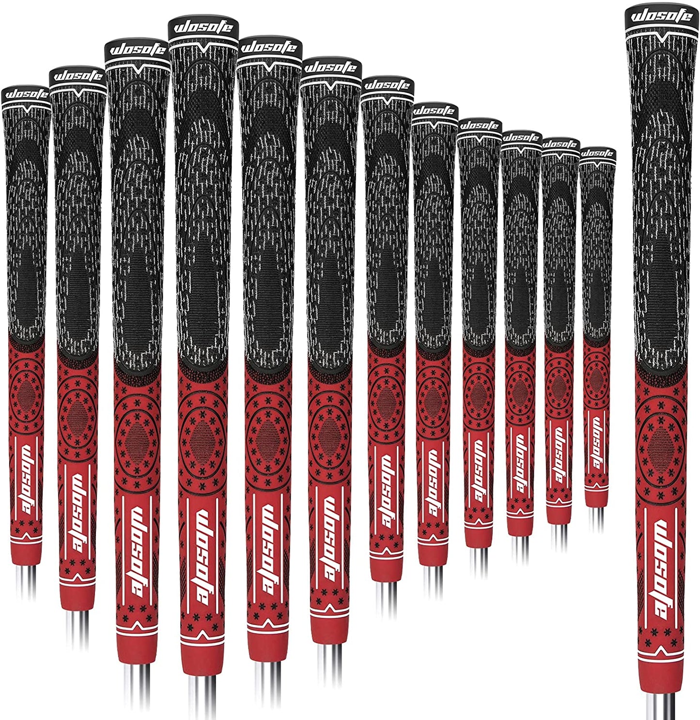 Golf Grips for Club Rubber Standard Midsize 13 Pack Anti-Slip Absorb Sweat Compound Black Red