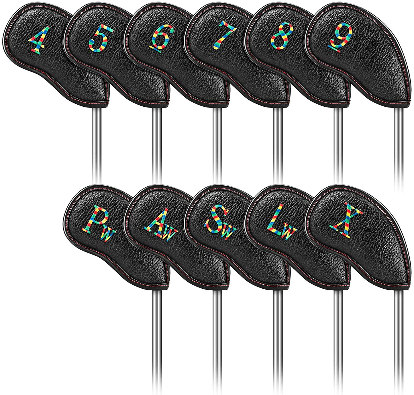 Golf Iron Head Covers for Men Club Headcovers Set Pu Leather Colorful Number Lightweight Soft Waterproof 11pcs/lot Fit Most Brands