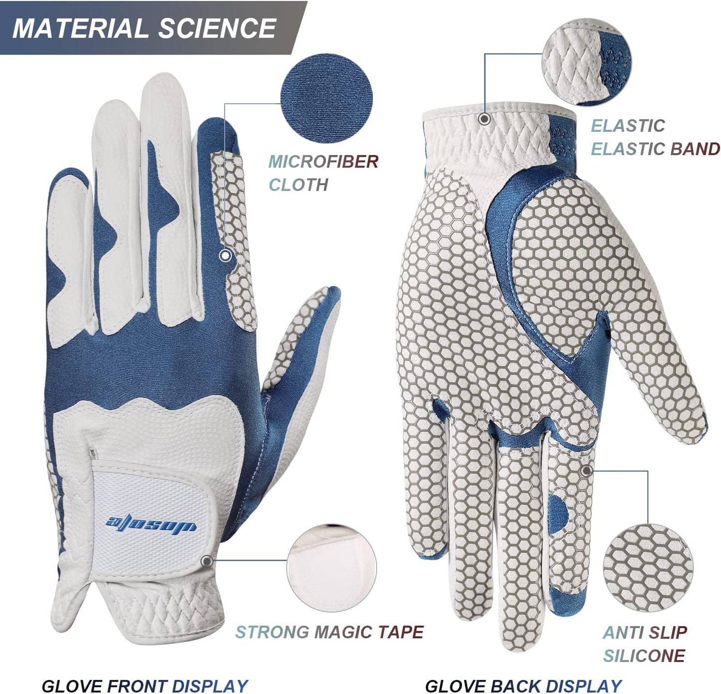 Golf Gloves Men Left Handed Golfer Single Synthetic PU Non-Slip Comfortable Close Fit