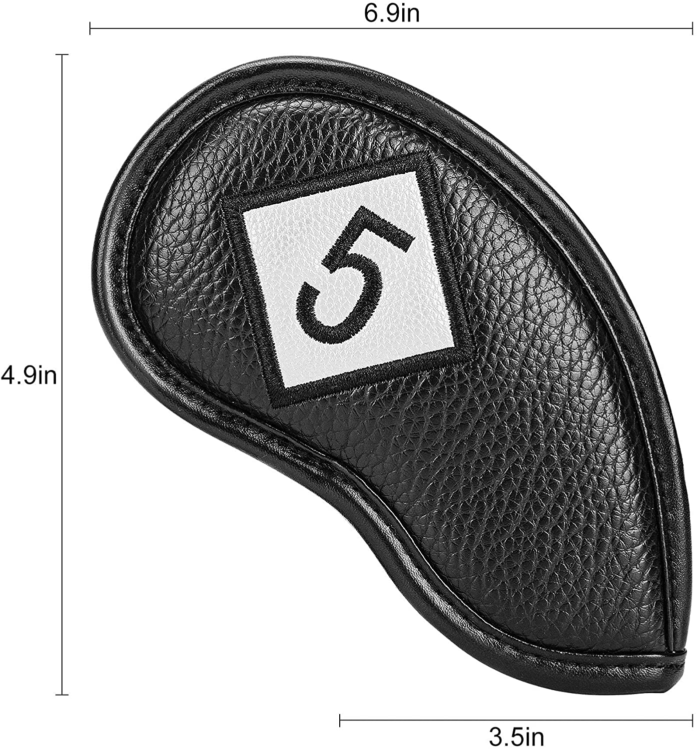 Schlägerhauben für Golfschläger, 11 Stück, verdicktes PU-Leder, weich, bestickt, klassisch, schwarzer Rand, für Rechtshänder, enger Schutz, wasserdicht, langlebig, passend für die meisten Marken (4–9 Pw Aw Sw Lw X).