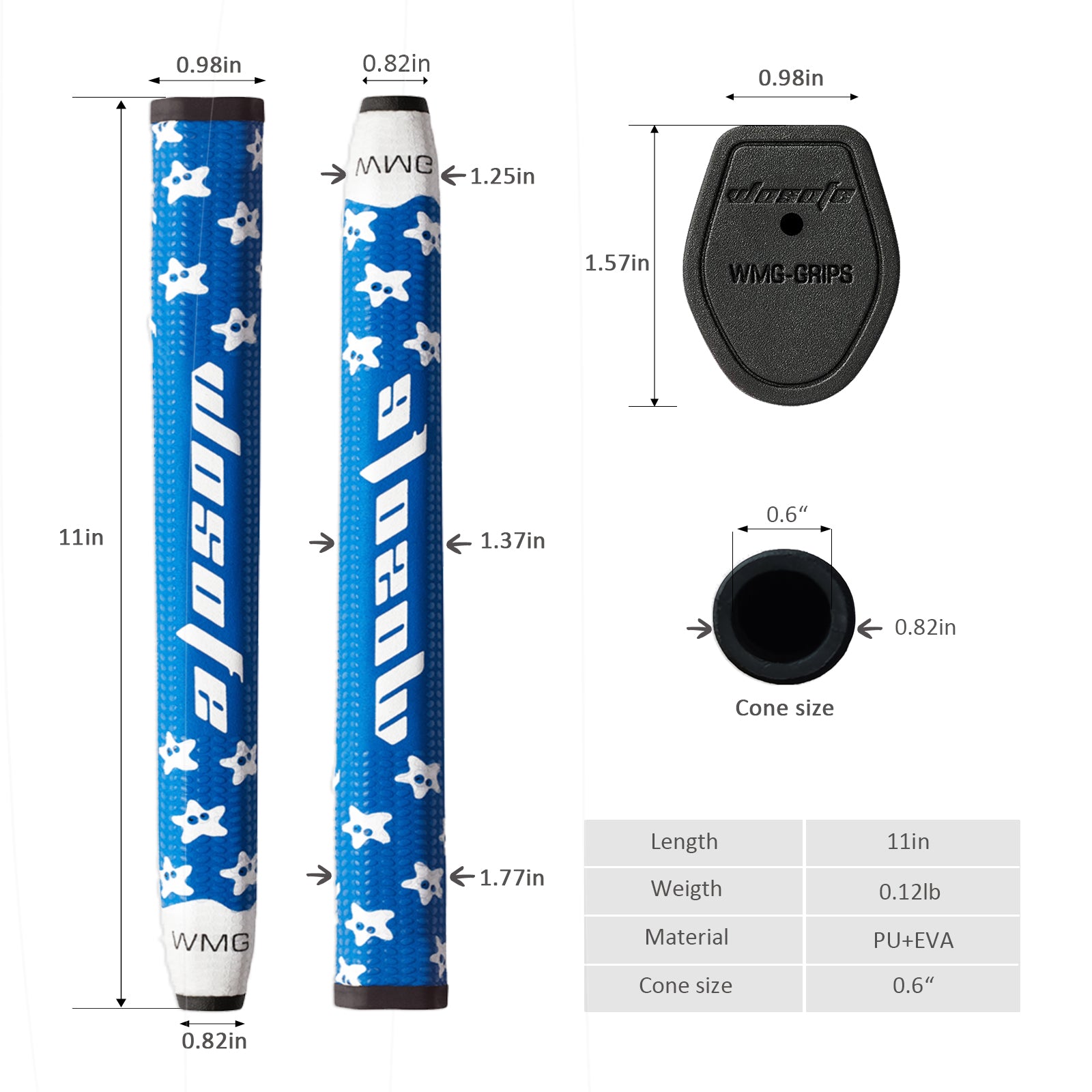Golf Putter Grip, Small 2.0/Midsize 3.0 Lightweight Non-Slip Putter Grip,Silica Gel Particle Eva Rubber Golf Grips With Starfish Pattern